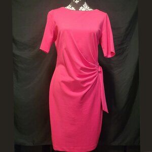 White House Black Market Pink Sheath Dress with Ruching and Side Tie